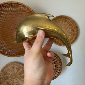 Vintage Solid Brass Dolphin Figurine